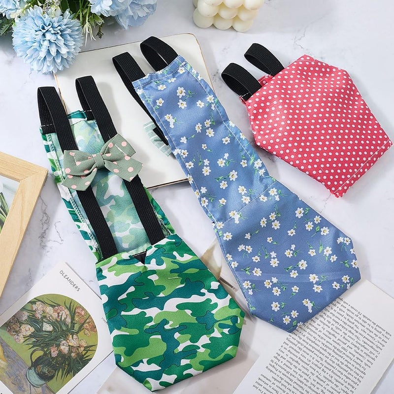 CREATCABIN 3Pcs 3 Styles Pet Chicken Diapers Duckling Diapers Polyester Washable Waterproof Adjustable Reusable Duck Clothes Accessories with Bow Tie for Indoor Chickens Birds Supplies 12.2 x 5 Inch - Image 3